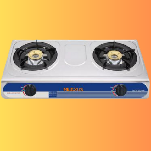 Cocina a gas Milexus con 2 quemadores de cobre y parrillas cuadradas