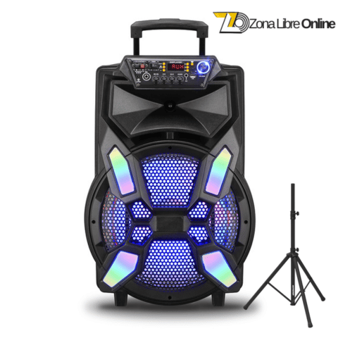 Equipo de música PREMIER 15 pulgadas recargable con Bluetooth, FM, y luces coloridas