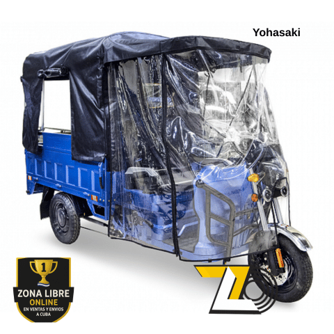 Triciclo eléctrico Yohazaki 2000W 72V 58Ah para transporte de carga en Cuba